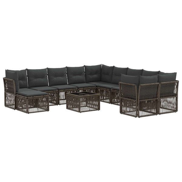 vidaXL Ensemble de canapé de jardin 12 Pièces Gris polyrotin
