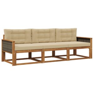 vidaXL Ensemble de canapés d'extérieur 3 Pièces Naturel et Beige