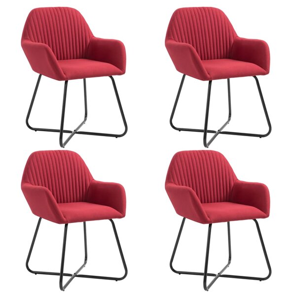vidaXL Chaises à manger lot de 4 rouge bordeaux tissu