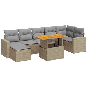 vidaXL Salon de jardin avec coussins 8 Pièces beige résine tressée