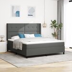 Lit à sommier tapissier avec matelas gris foncé 180x200 cm en tissu