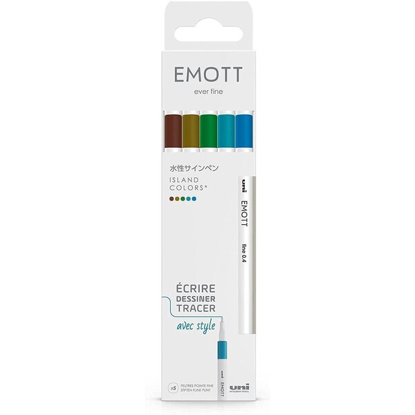 Feutre emott  set de 5 'island colors' uni-ball
