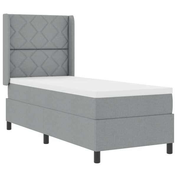 Lit Box Spring vidaXL avec Matelas Gris clair 80x200 cm Tissu