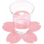 6 sous-verres fleurs de cerisier à paillettes  en feutrine  15 x 15 cm