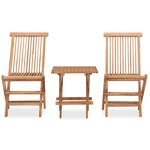 vidaXL Ensemble à manger d'extérieur pliable 3 Pièces bois de teck massif