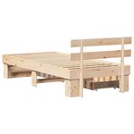 vidaXL Cadre de lit avec tiroir Marron 75 x 190 cm Bois massif en pin