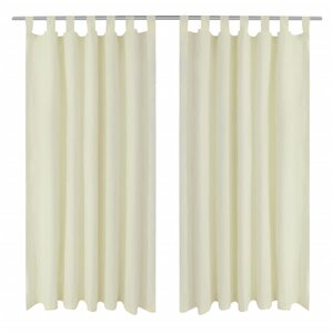 2 Pièces Rideau à Passant Micro Satin Crème 140 x 245 cm