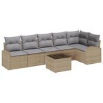 vidaXL Ensemble de canapé de jardin 7 Pièces Beige Poly rotin