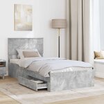 vidaXL Cadre de lit Gris béton 90 x 200 cm Bois d'ingénierie