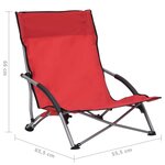 vidaXL Chaises de plage pliables lot de 2 Rouge Tissu