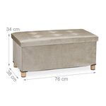 Banquette de rangement en velours matelassée 34 x 76 x 38 cm espace de stockage polyvalent style moderne en velours gris 13_0010922