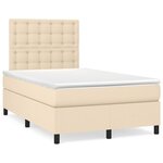 vidaXL Sommier à lattes de lit matelas et LED crème 120x190 cm tissu