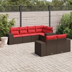 vidaXL Salon de jardin avec coussins 7 Pièces marron résine tressée