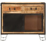 vidaXL Buffet 80x31x66 cm bois de manguier brut massif et métal