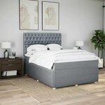 vidaXL Sommier à lattes de lit avec matelas Gris clair 160x200cm Tissu