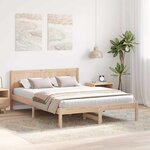 vidaXL Cadre de lit Marron 140 x 200 cm Bois de pin massif