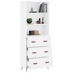 vidaXL Buffet haut Blanc 69 5x34x180 cm Bois d'ingénierie
