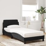 vidaXL Lit avec matelas Dover noir 90x200 cm velours
