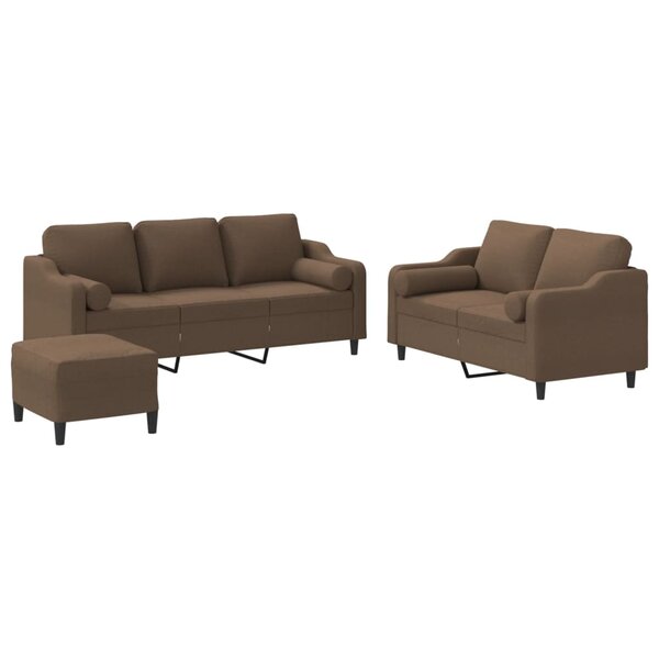 vidaXL Ensemble de canapés 3 Pièces avec coussins marron tissu