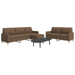 vidaXL Ensemble de canapés 3 Pièces avec repose-pied marron tissu