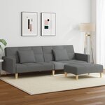 vidaXL Canapé-lit à 2 places avec repose-pied gris foncé tissu