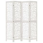vidaXL Cloison de séparation 4 panneaux blanc bois de paulownia massif