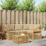 vidaXL Ensemble de canapés d'extérieur 5 Pièces Blanc et Beige