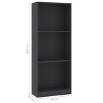 vidaXL Bibliothèque à 3 niveaux Gris 40x24x108 cm Aggloméré