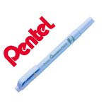 Surligneur pentel illumina flex bi-pointe bleu pastel x 10 pentel