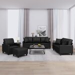 vidaXL Ensemble de canapés 4 Pièces avec coussins noir similicuir