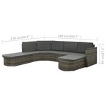 vidaXL Salon de jardin 4 Pièces avec coussins résine tressée gris