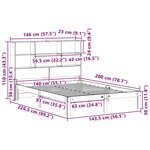 vidaXL Lit bibliothèque sans matelas cire marron 140x200 cm pin massif