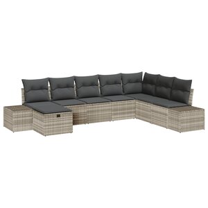 vidaXL Ensemble de canapés de jardin 8 pièces avec coussins en rotin poly gris clair