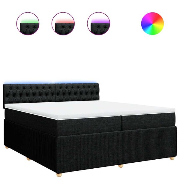 vidaXL Sommier à lattes de lit avec matelas Noir 200x200 cm Tissu