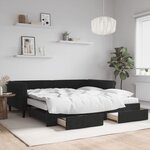 vidaXL Lit de jour avec gigogne et tiroirs noir 100x200 cm velours