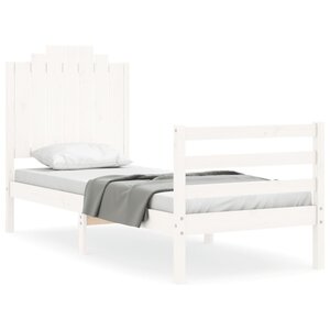 vidaXL Cadre de lit sans matelas blanc bois massif