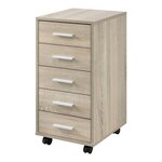 Caisson à roulettes mobile avec 5 tiroirs en MDF 63 cm beige