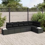 vidaXL Ensemble de canapé de jardin avec coussin 6 Pièces Noir Poly rotin