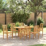 vidaXL Ensemble de salle à manger pour jardin 7 Pièces Marron Teck massif