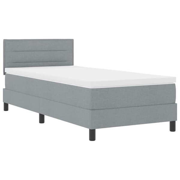 vidaXL Lit boxspring avec matelas Gris clair 100 x 200 cm tissu