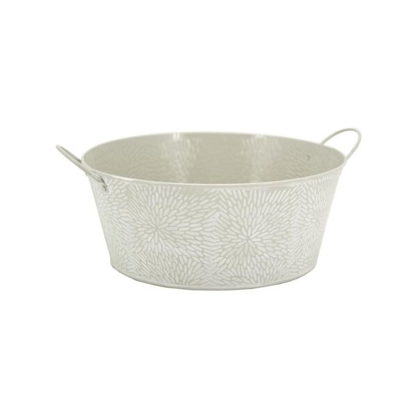 Corbeille ronde en métal laqué motif floral 25 cm