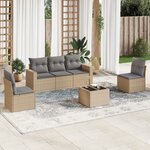 vidaXL Salon de jardin avec coussins 6 Pièces beige résine tressée