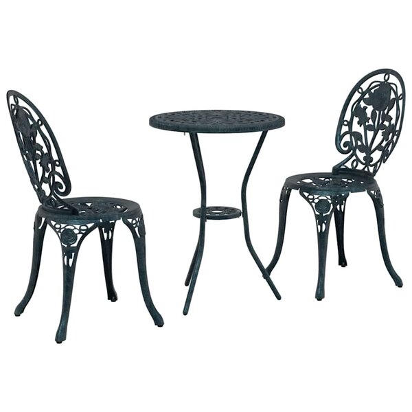 vidaXL Ensemble bistro de jardin 3 pc Vert Aluminium