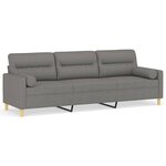 vidaXL Canapé 3 places et oreillers et coussins Gris foncé 210cm Tissu