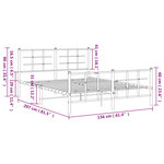 vidaXL Cadre de lit métal sans matelas et pied de lit blanc 150x200 cm