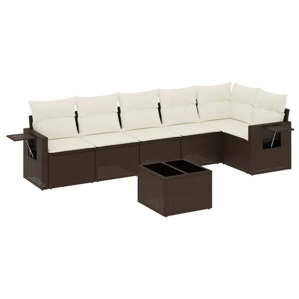 vidaXL Salon de jardin avec coussins 7 Pièces marron résine tressée