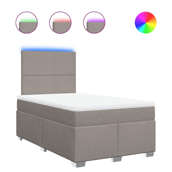 vidaXL Sommier à lattes de lit avec matelas taupe 120x190 cm tissu