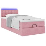 vidaXL Cadre de lit ottoman avec matelas rose 100x200 cm velours