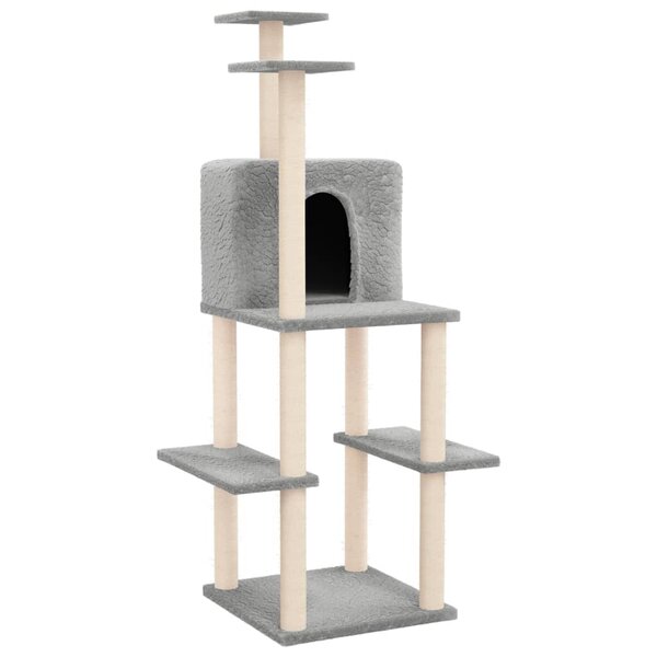 vidaXL Arbre à chat avec griffoirs en sisal Gris clair 144 5 cm
