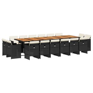 vidaXL Ensemble à manger de jardin 17 Pièces coussins noir résine tressée